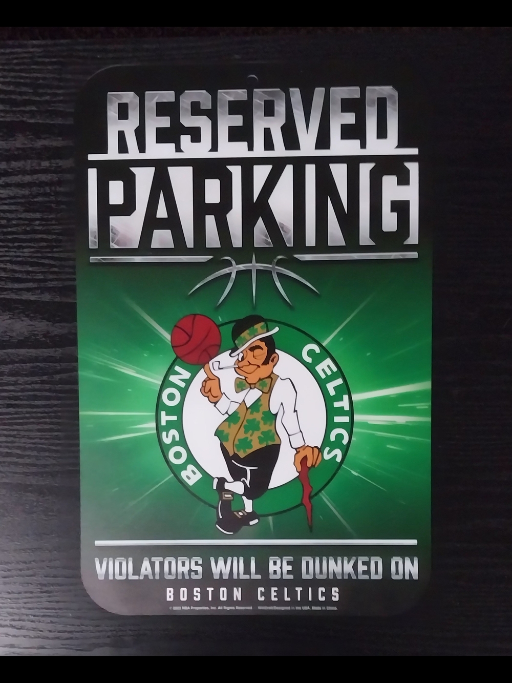 Boston Celtics Green Reserved Parking Sign (Perfect For Man Cave Or Garage)